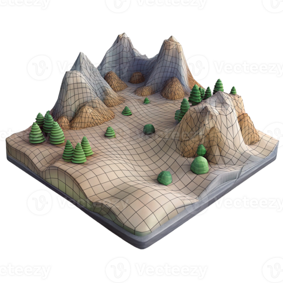 extraordinary modern Digital Landscape Wireframe Terrain Cutout high resolution png