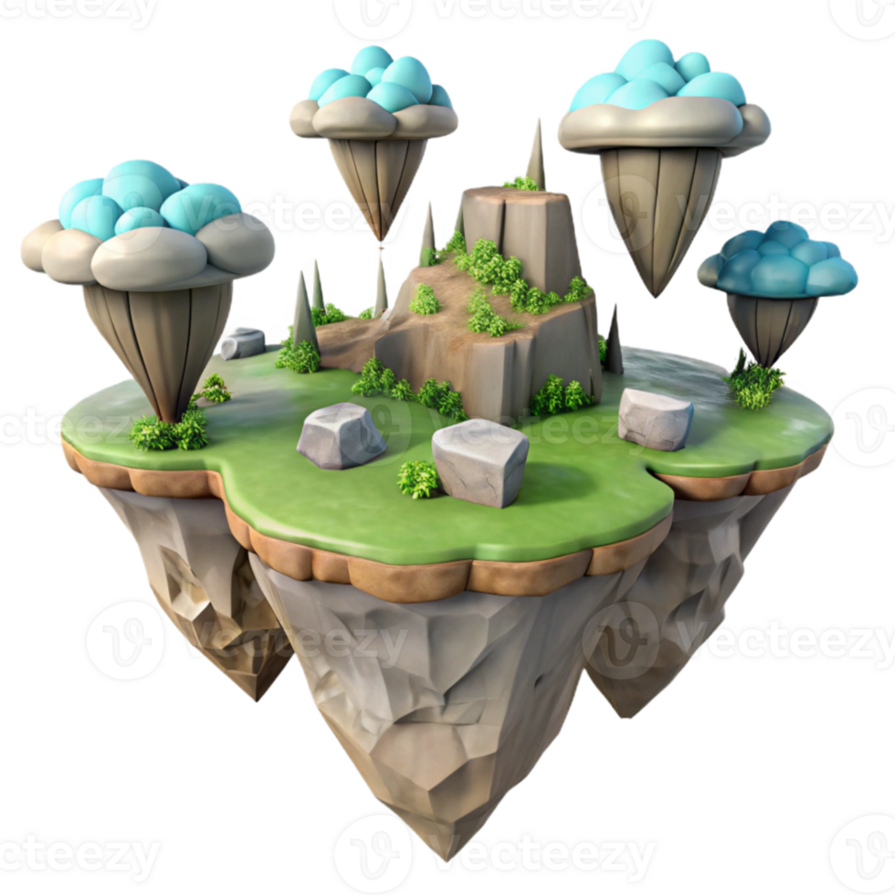 wonderful classic Digital Landscape with Floating Islands Transparent Background genuine png
