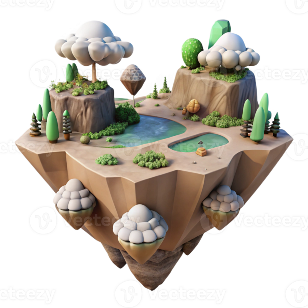 magnificent traditional Digital Landscape with Floating Islands Transparent Background authentic png