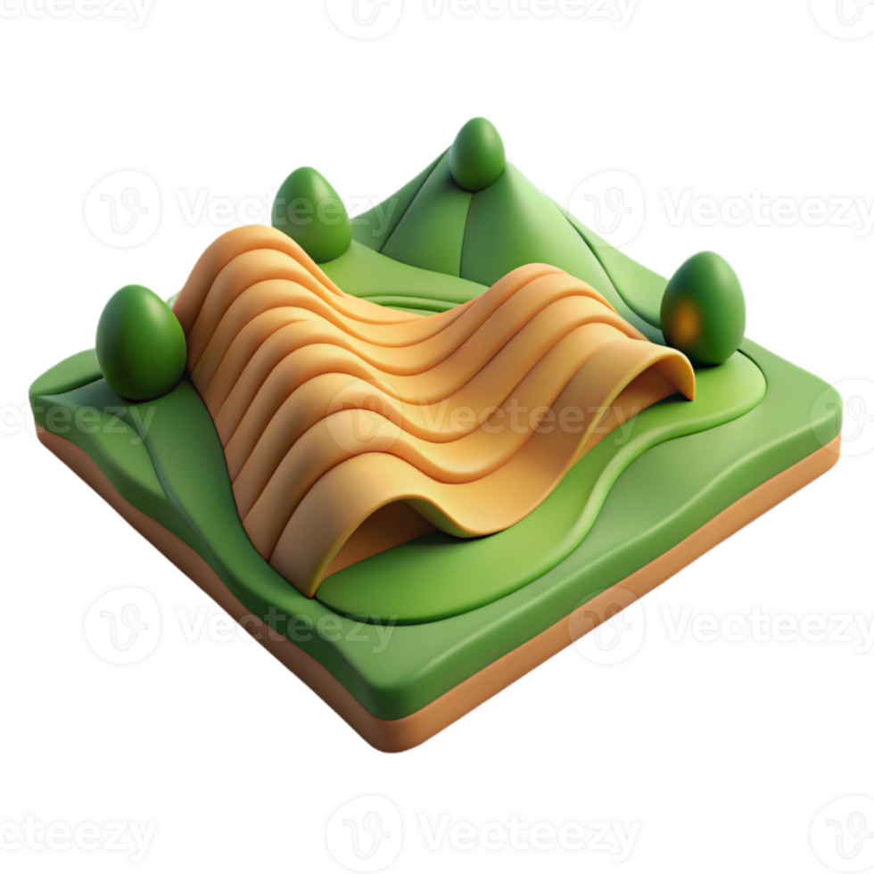 wonderful abstract Digital Landscape with Rolling Hills Transparent Background 4K png