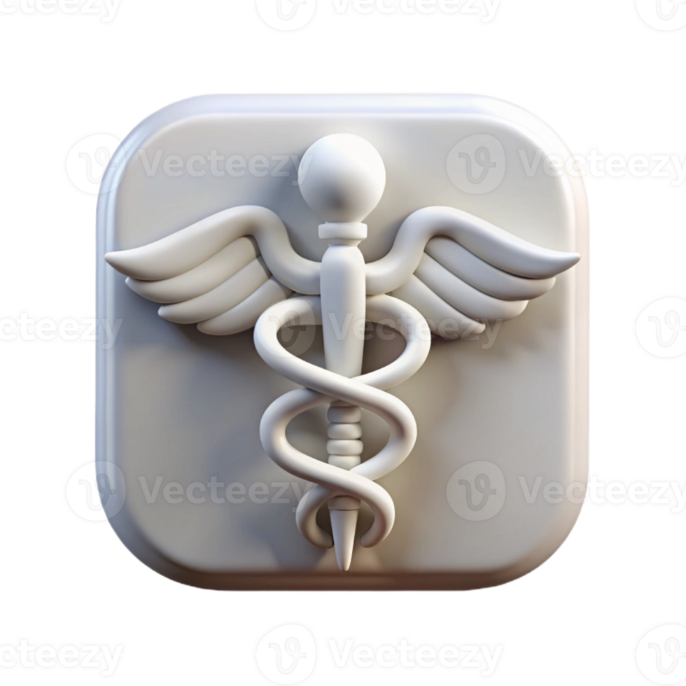 magnificent classic Digital Life Extension Icon White Caduceus Transparent Background original png
