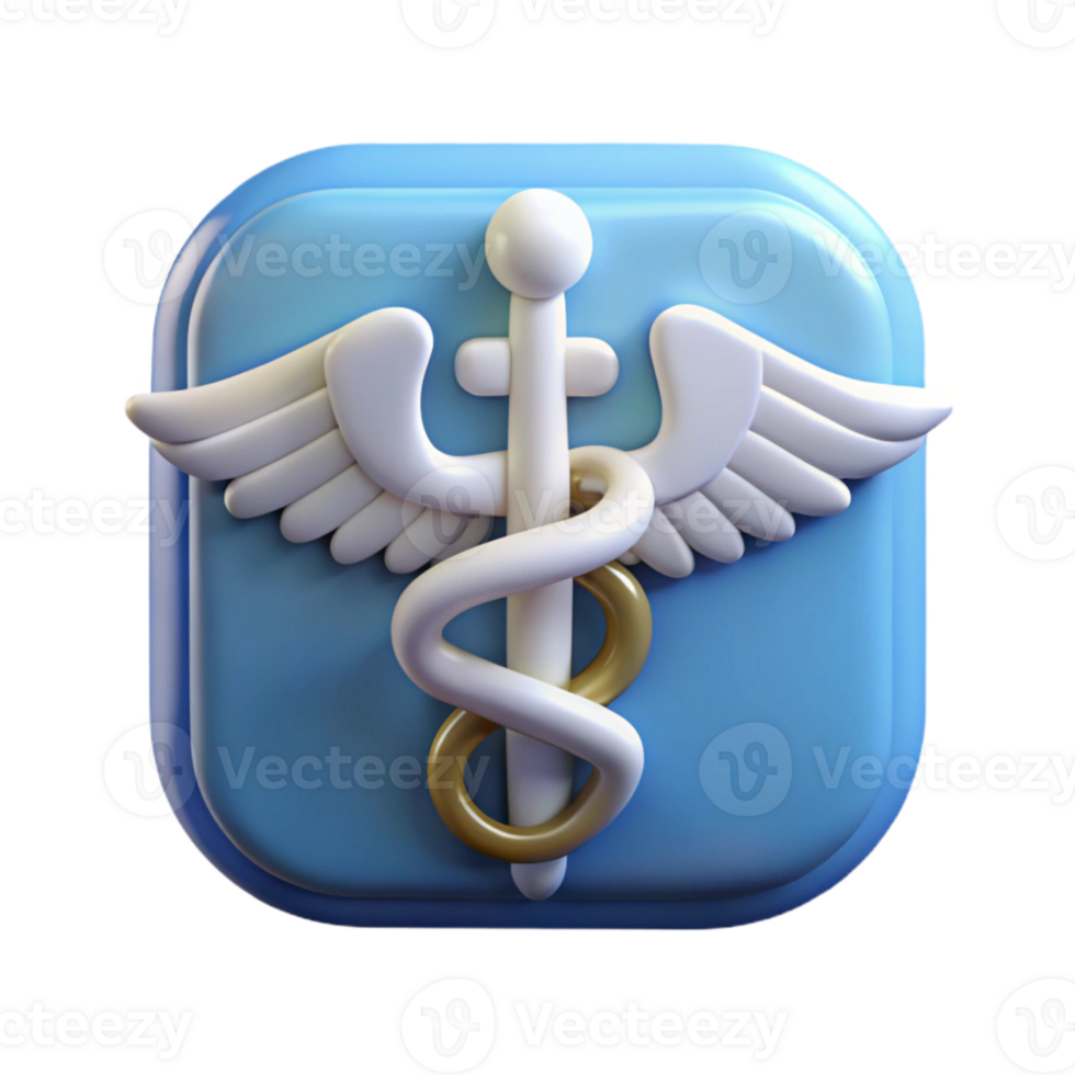 stunning minimalist Digital Life Extension Icon White Caduceus Transparent Background premium png