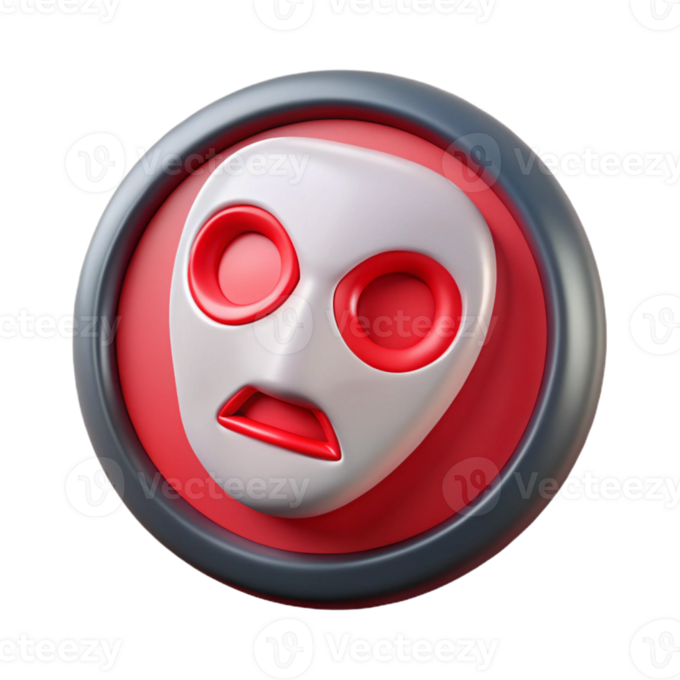 extraordinary rustic Digital Mask Icon Button Isolated with Red Outline high resolution png