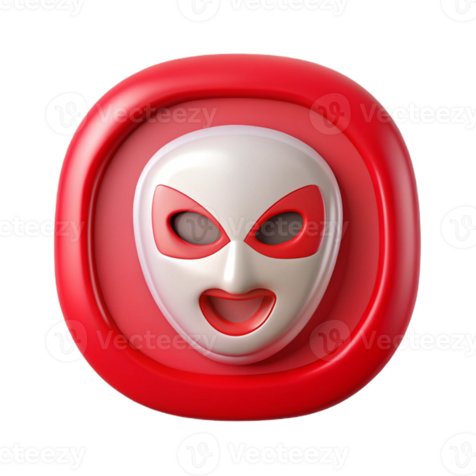 magnificent vintage Digital Mask Icon Button Isolated with Red Outline high resolution png