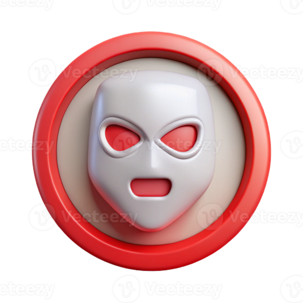 extraordinary traditional Digital Mask Icon Button Isolated with Red Outline genuine png