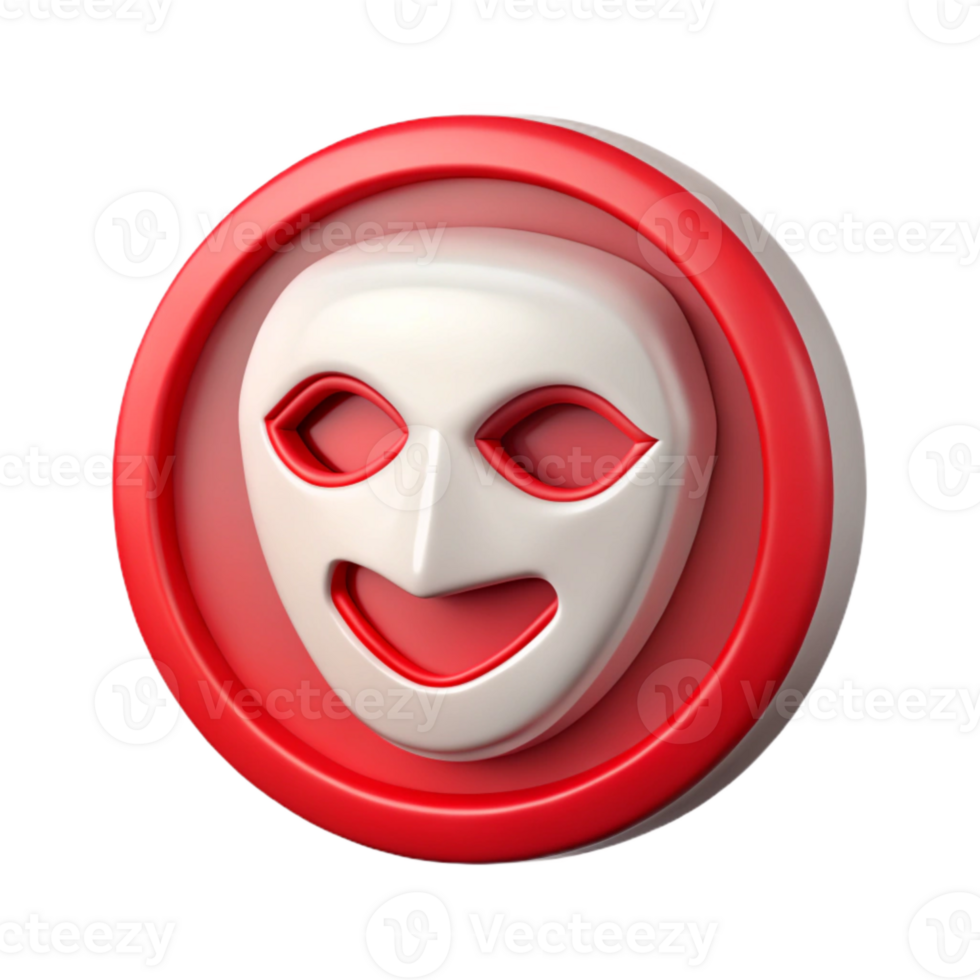 wonderful creative Digital Mask Icon Button Isolated with Red Outline professional png