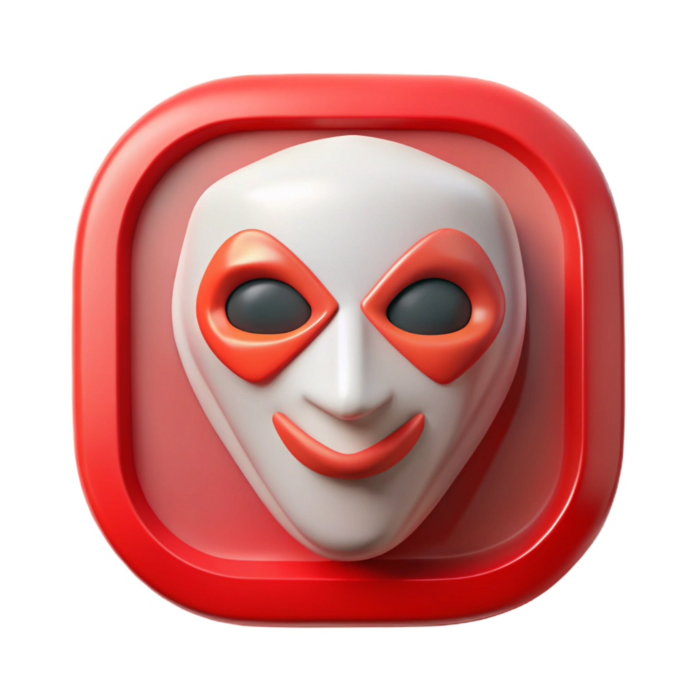 impressive abstract Digital Mask Icon Cutout with Red Border genuine png