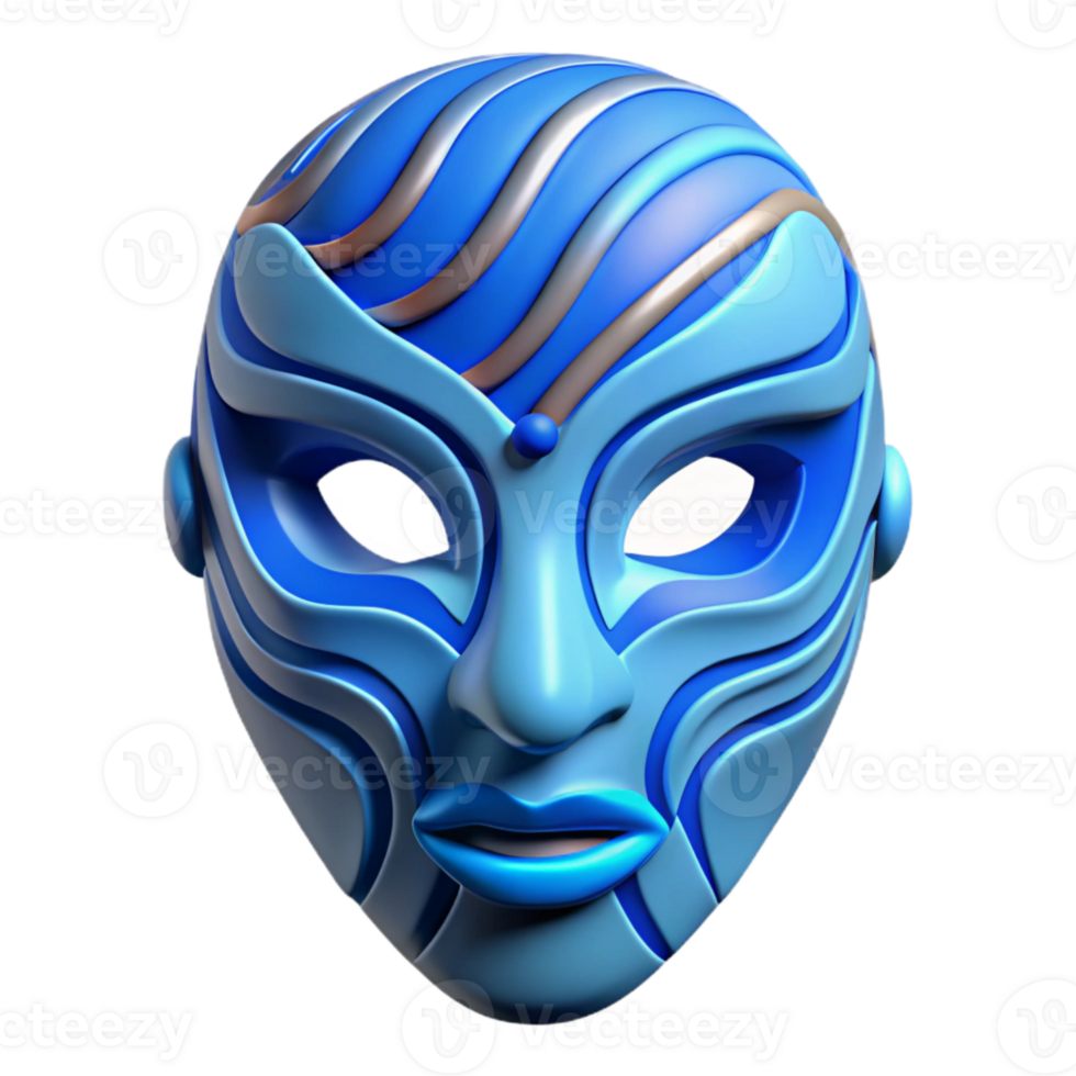 serene minimalist Digital Mask Graphic Design Blue Lines Cutout high quality png