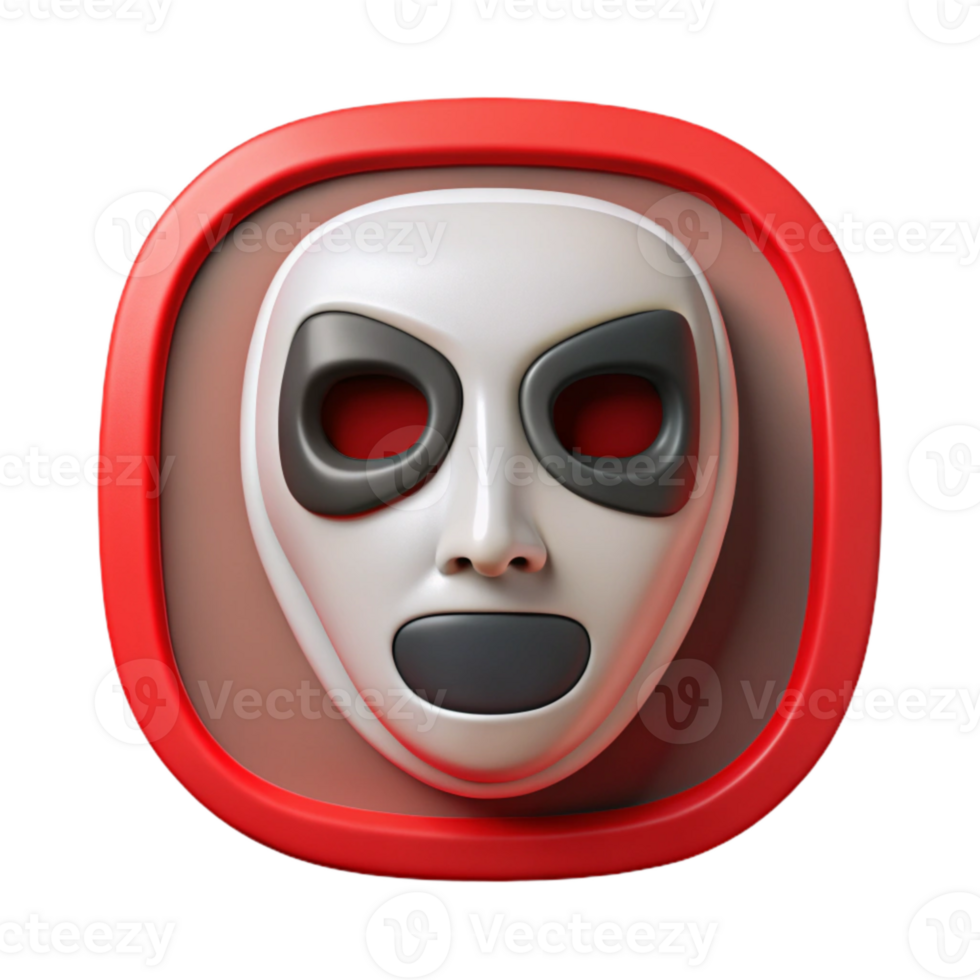 wonderful rustic Digital Mask Icon Cutout with Red Border high resolution png