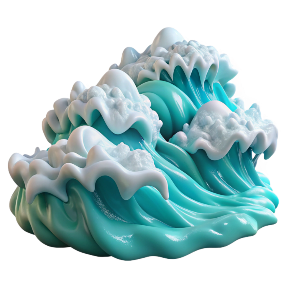 extraordinary artistic Digital Ocean Waves with Foam Texture Transparent Background premium png