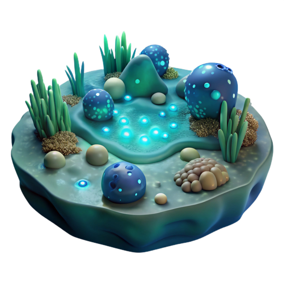 serene abstract Digital Ocean with Glowing Plankton Transparent Background 4K png