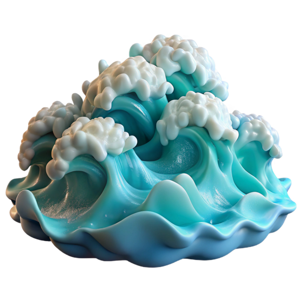 extraordinary minimalist Digital Ocean Waves with Foam Texture Transparent Background 4K png