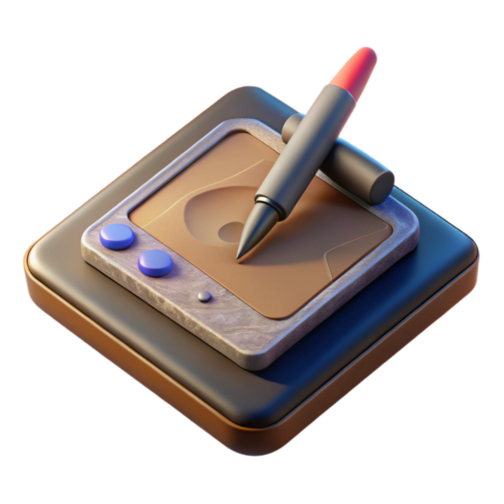 elegant classic Digital Pen Drawing on Tablet Isolated high resolution png