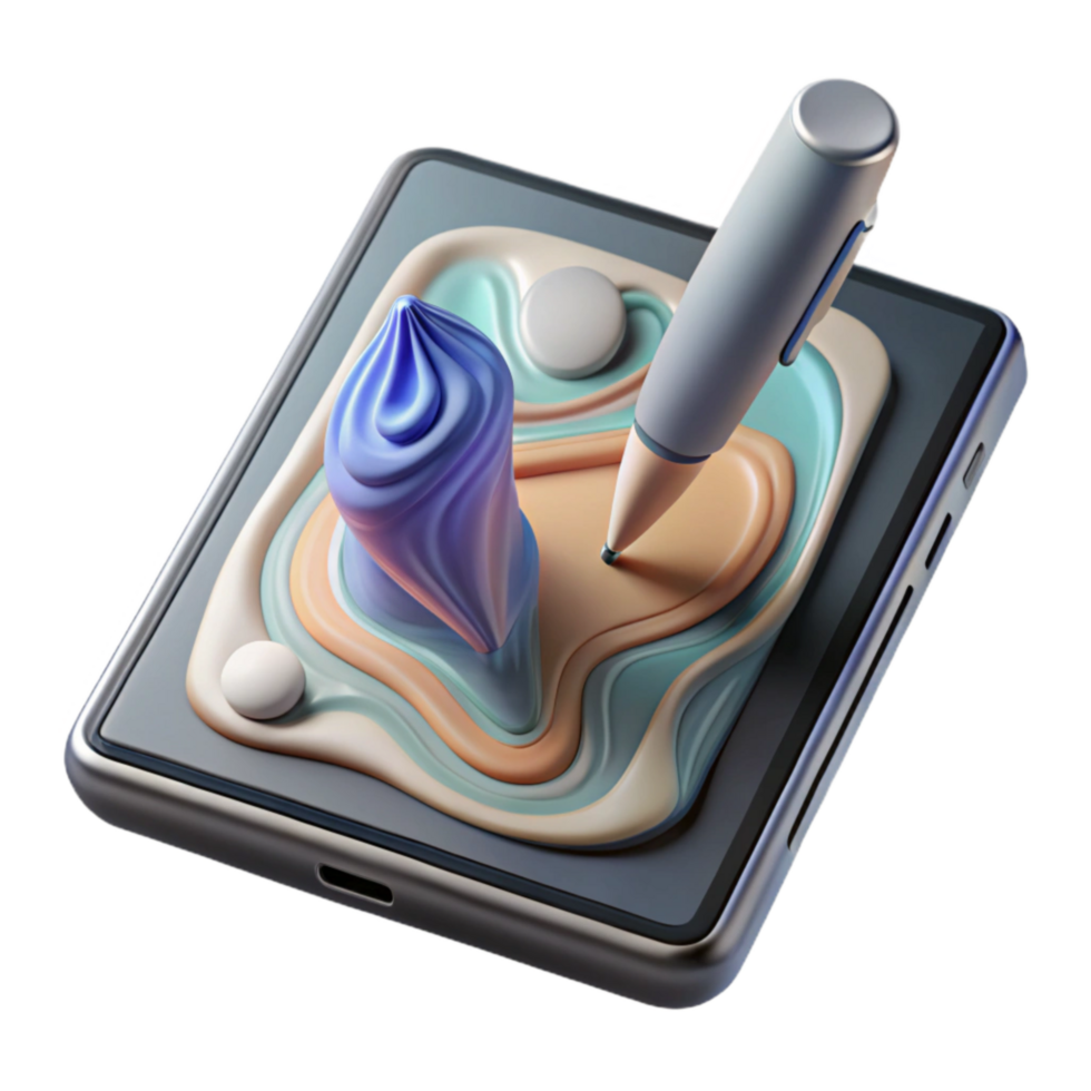 extraordinary abstract Digital Pen Drawing on Tablet Isolated 4K png