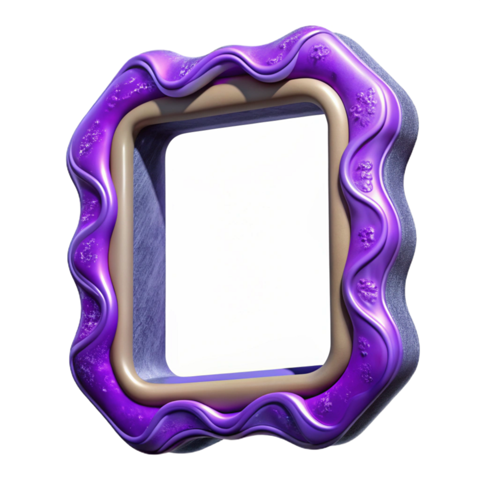 elegant rustic Digital Portrait Frame Border Transparent Background with Purple Outline 4K png