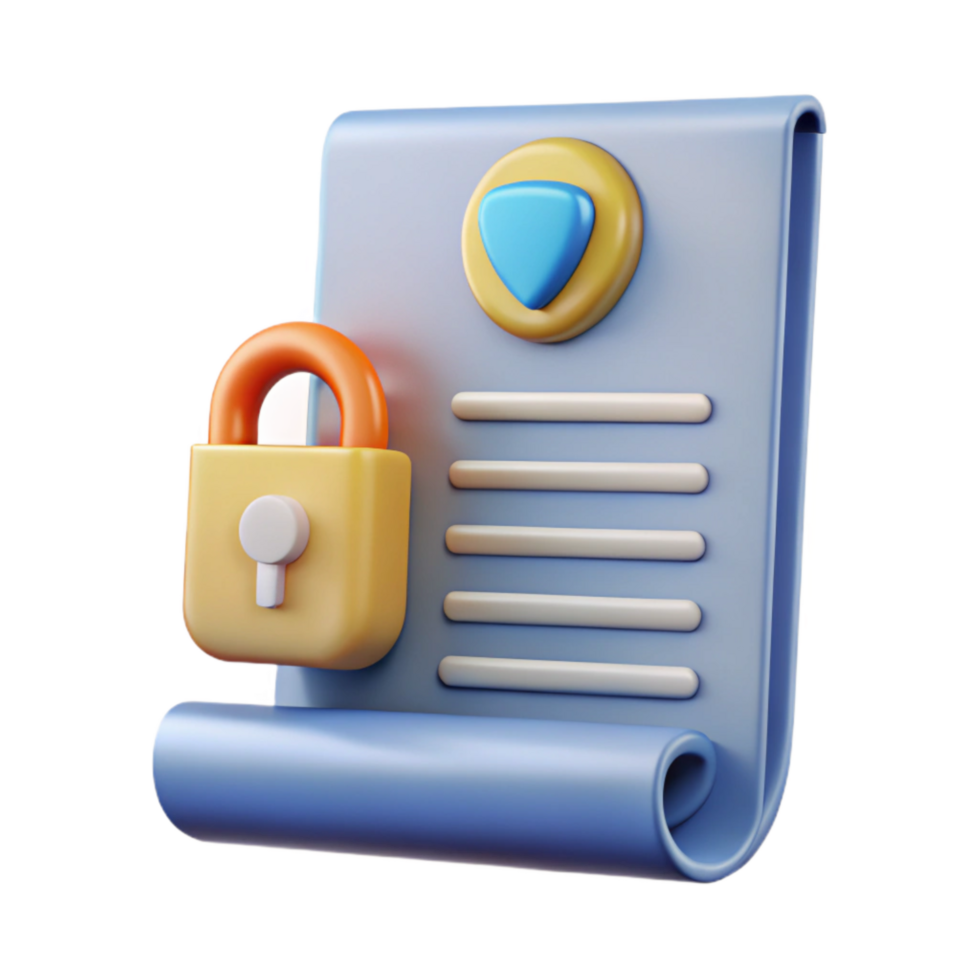 elegant traditional Digital Privacy Policy Document Cutout with Text Placeholder high resolution png