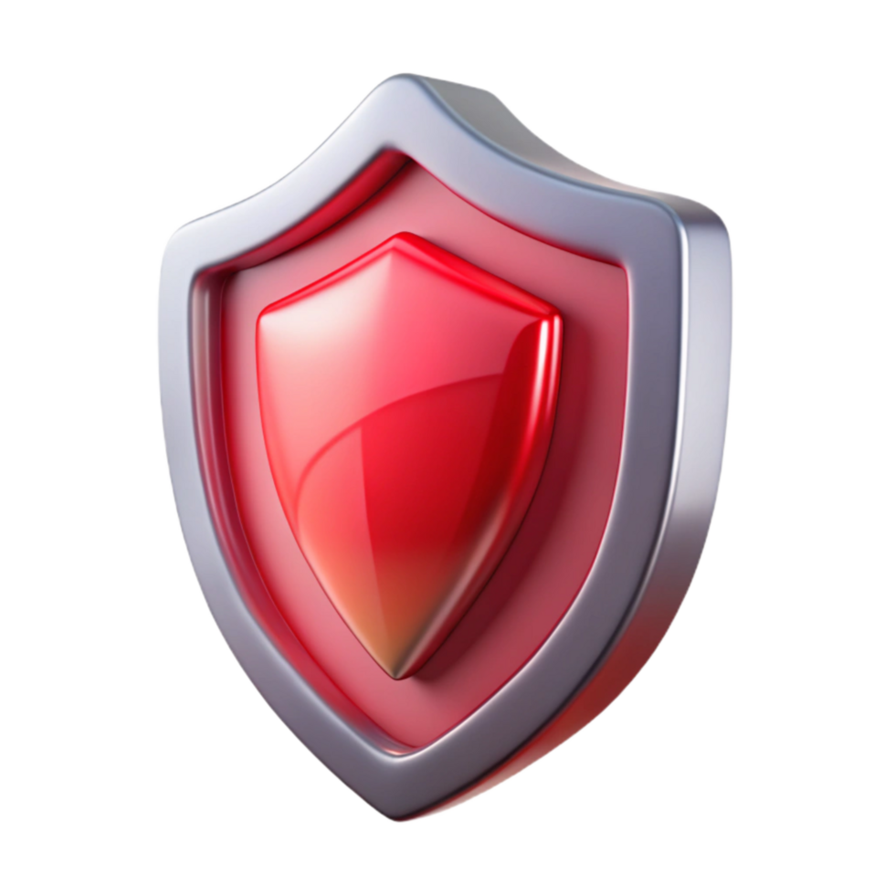 beautiful creative Digital Shield Icon Red Metallic Transparent Background exclusive png