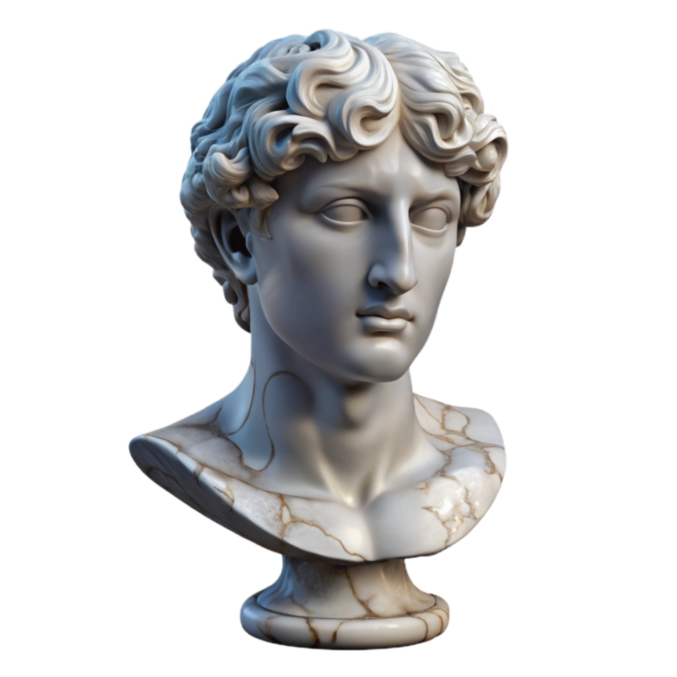 vibrant creative Digital Sculpture Bust Marble Texture Cutout genuine png