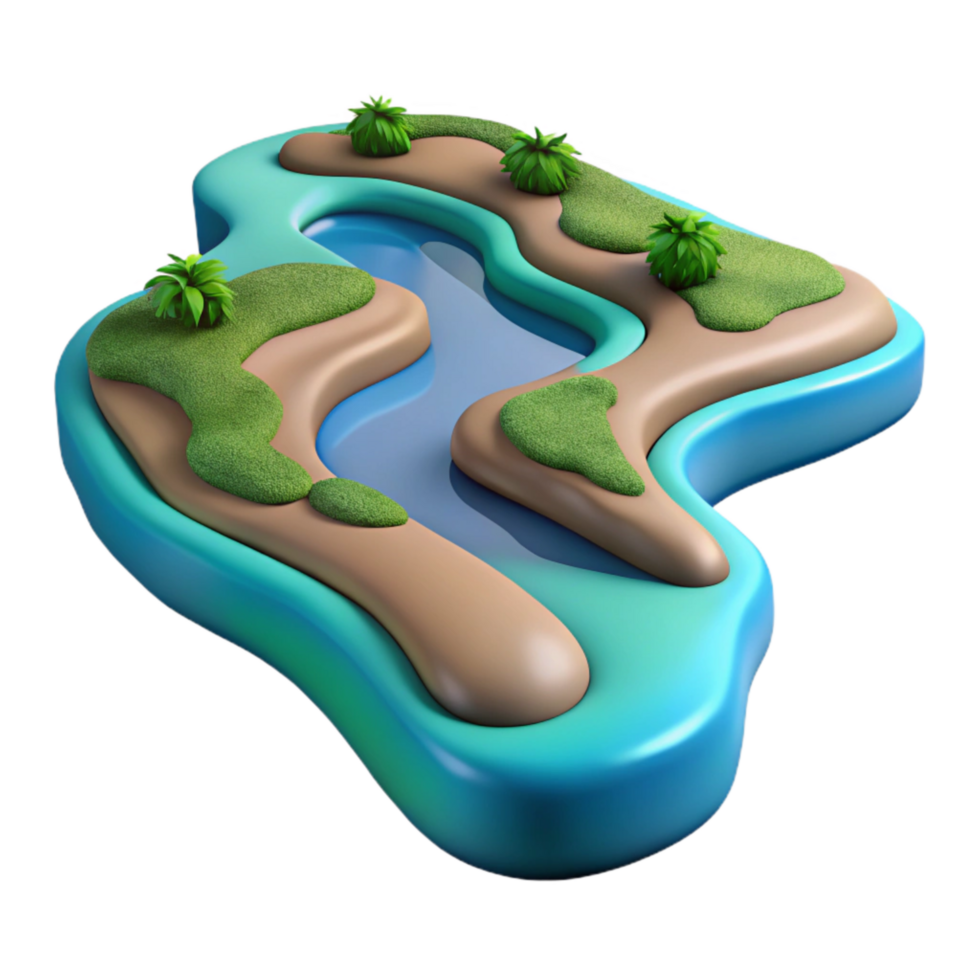 beautiful creative Digital River Delta with Branching Waterways Transparent Background genuine png