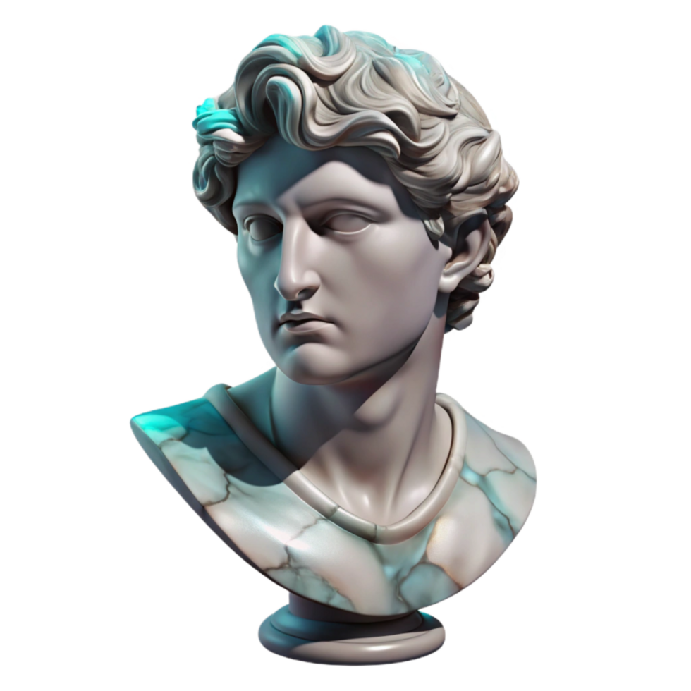 serene creative Digital Sculpture Bust Marble Texture Cutout 4K png