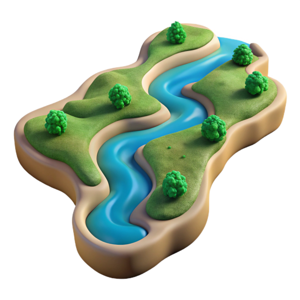 magnificent creative Digital River Delta with Branching Waterways Transparent Background premium png