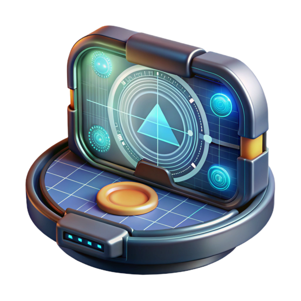 serene contemporary Digital Teleportation Interface Hud Display Transparent Background high quality png