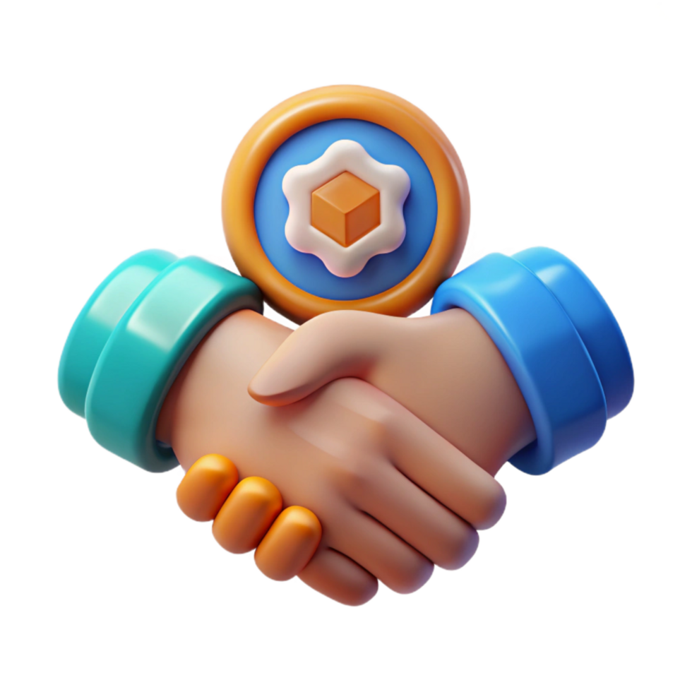 impressive artistic Digital Trust Symbol Cutout with Handshake Icon professional png