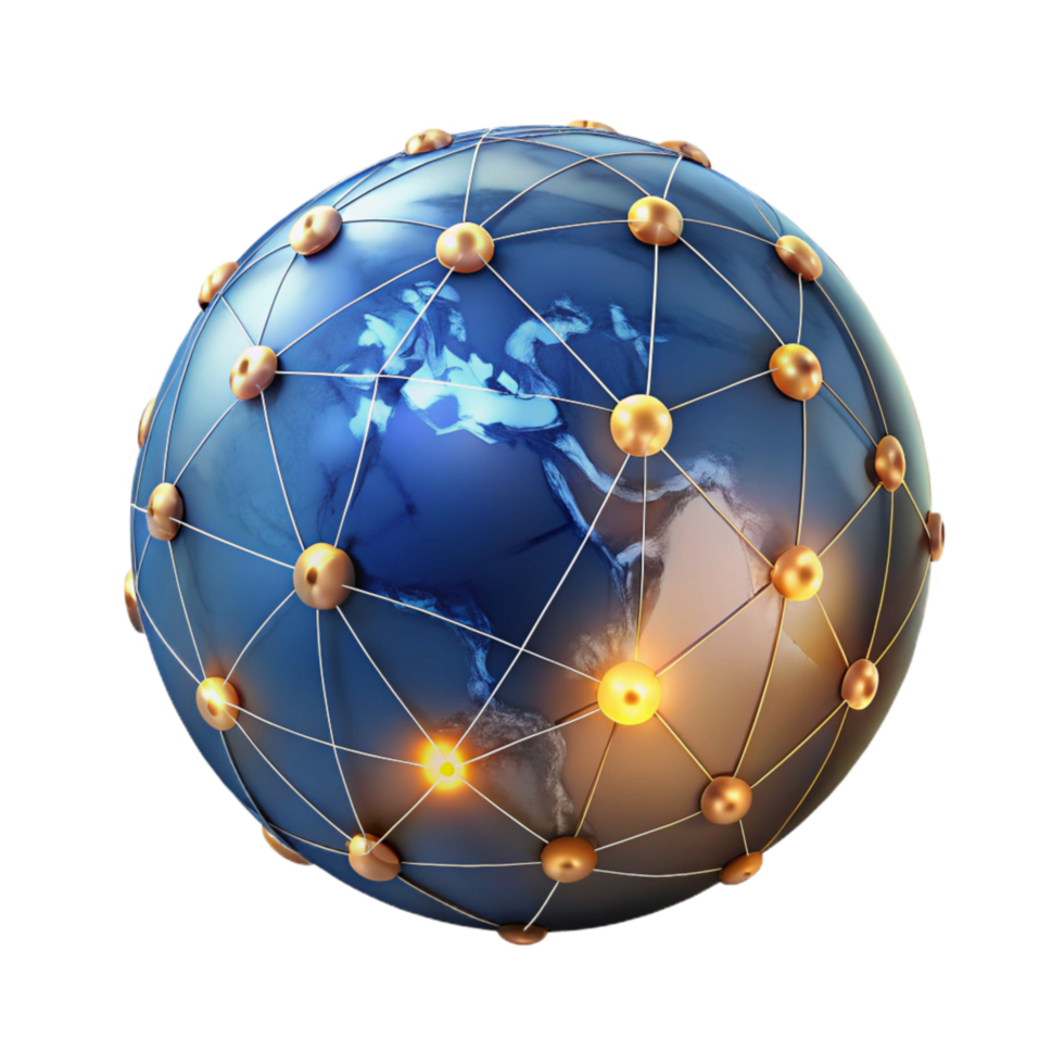 extraordinary classic Digital World Map Network Cutout with Glowing Lines genuine png