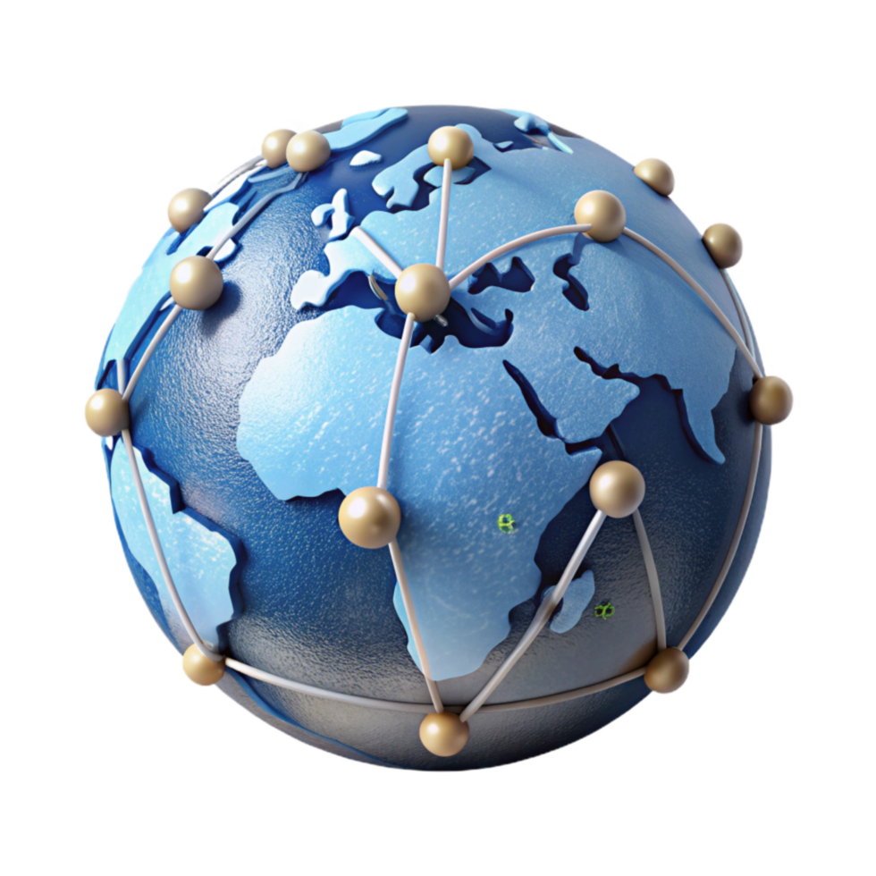 stunning modern Digital World Map with Glowing Lines Isolated authentic png