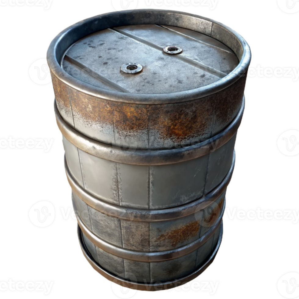 wonderful artistic Dilapidated Metal Barrel Isolated detailed png