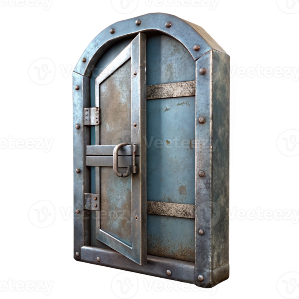 serene creative Dilapidated Metal Door Isolated premium png