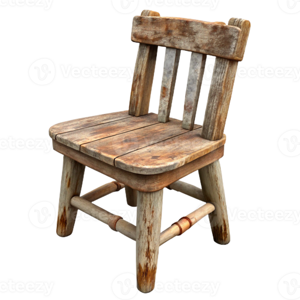 vibrant traditional Dilapidated Wooden Chair Isolated professional png