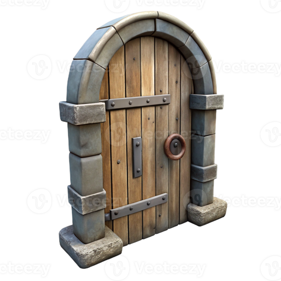 vibrant classic Dilapidated Wooden Door Isolated professional png