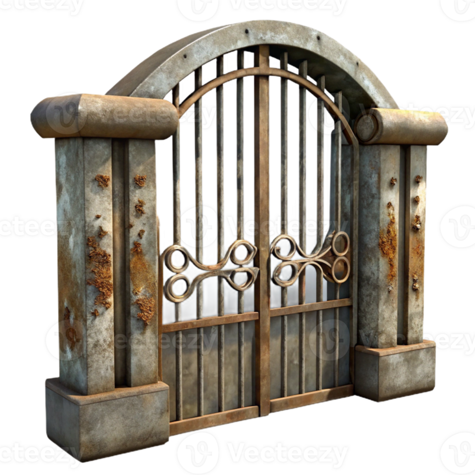 impressive contemporary Dilapidated Metal Gate Isolated high quality png