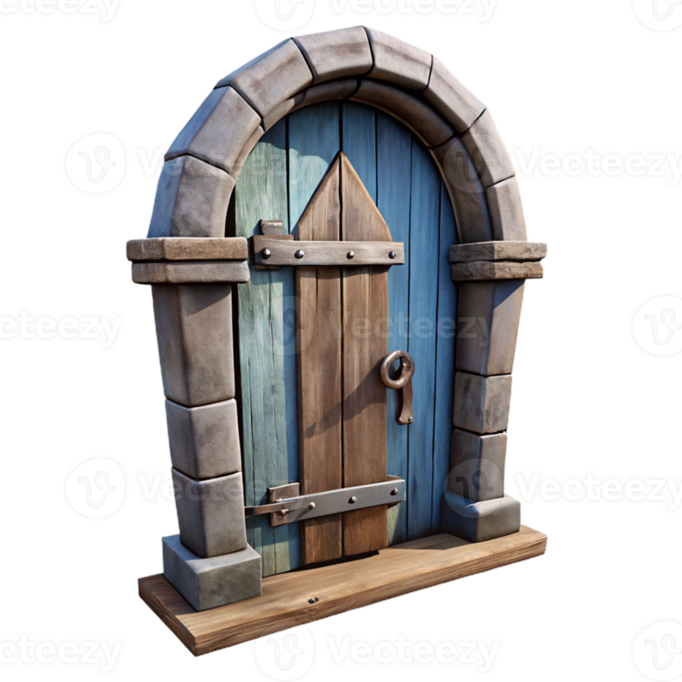 elegant creative Dilapidated Wooden Door Isolated 4K png