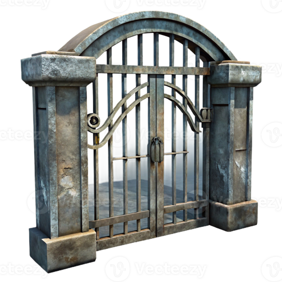 magnificent contemporary Dilapidated Metal Gate Isolated authentic png