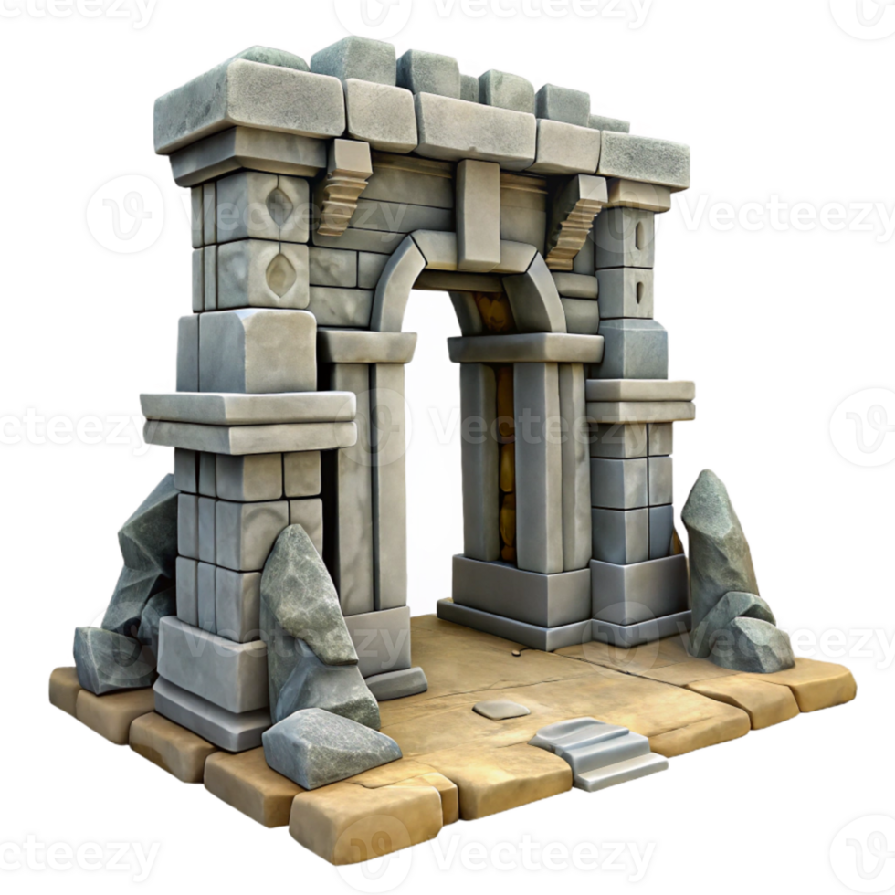 wonderful rustic Dimensional Gate Ancient Ruins Cutout professional png