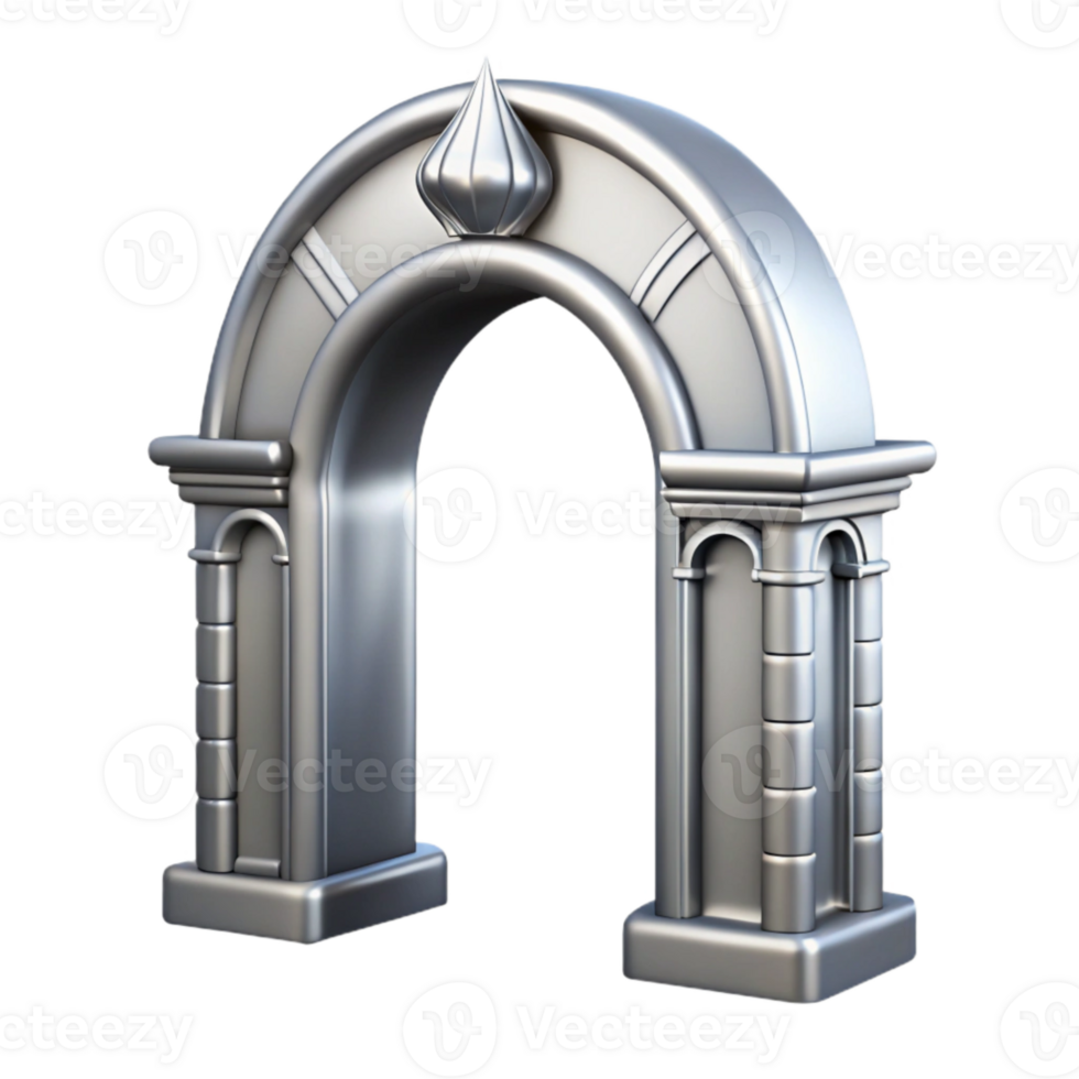 magnificent minimalist Dimensional Gateway Archway Silver Isolated original png