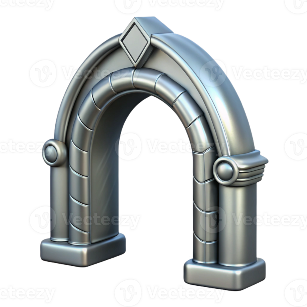 vibrant traditional Dimensional Gateway Archway Silver Isolated professional png