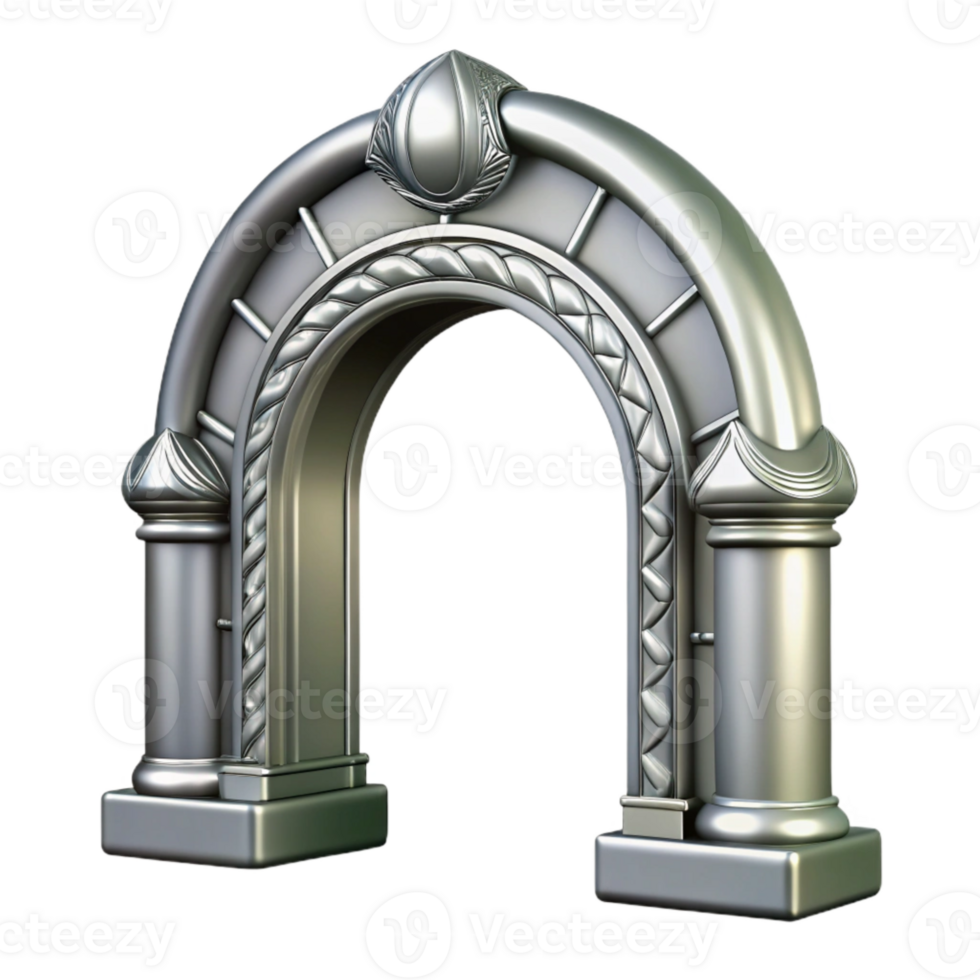 magnificent traditional Dimensional Gateway Archway Silver Isolated high quality png
