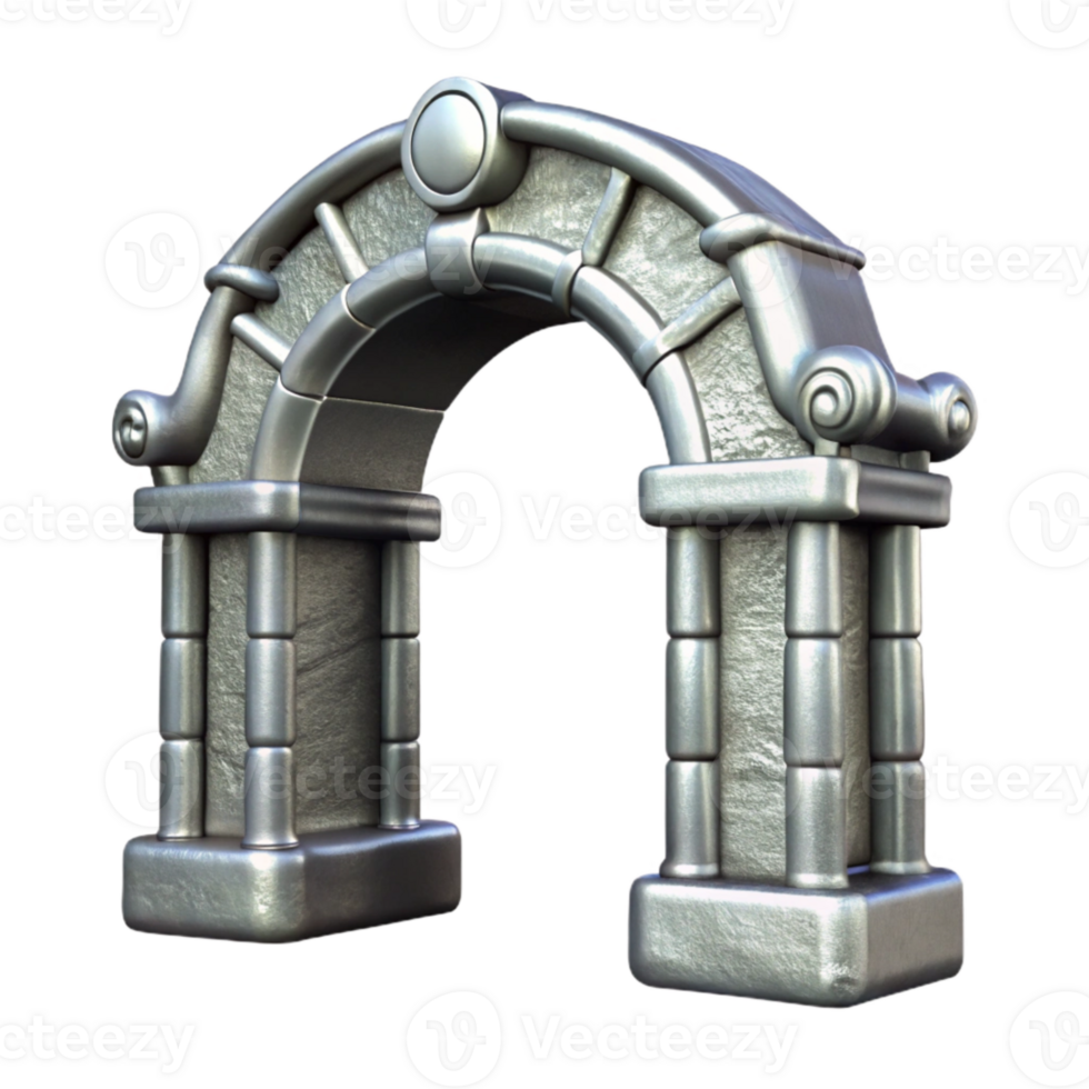 serene vintage Dimensional Gateway Archway Silver Isolated authentic png