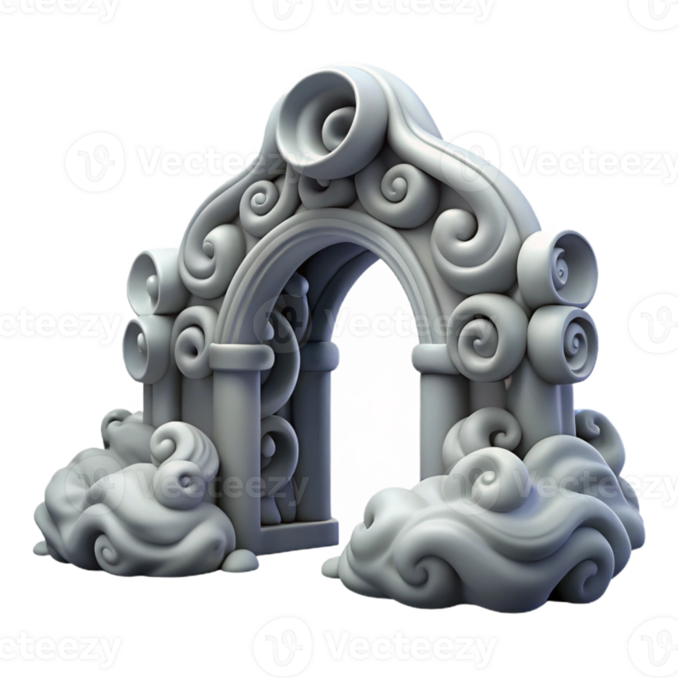 beautiful minimalist Dimensional Gateway Swirling Mist Silver Isolated detailed png