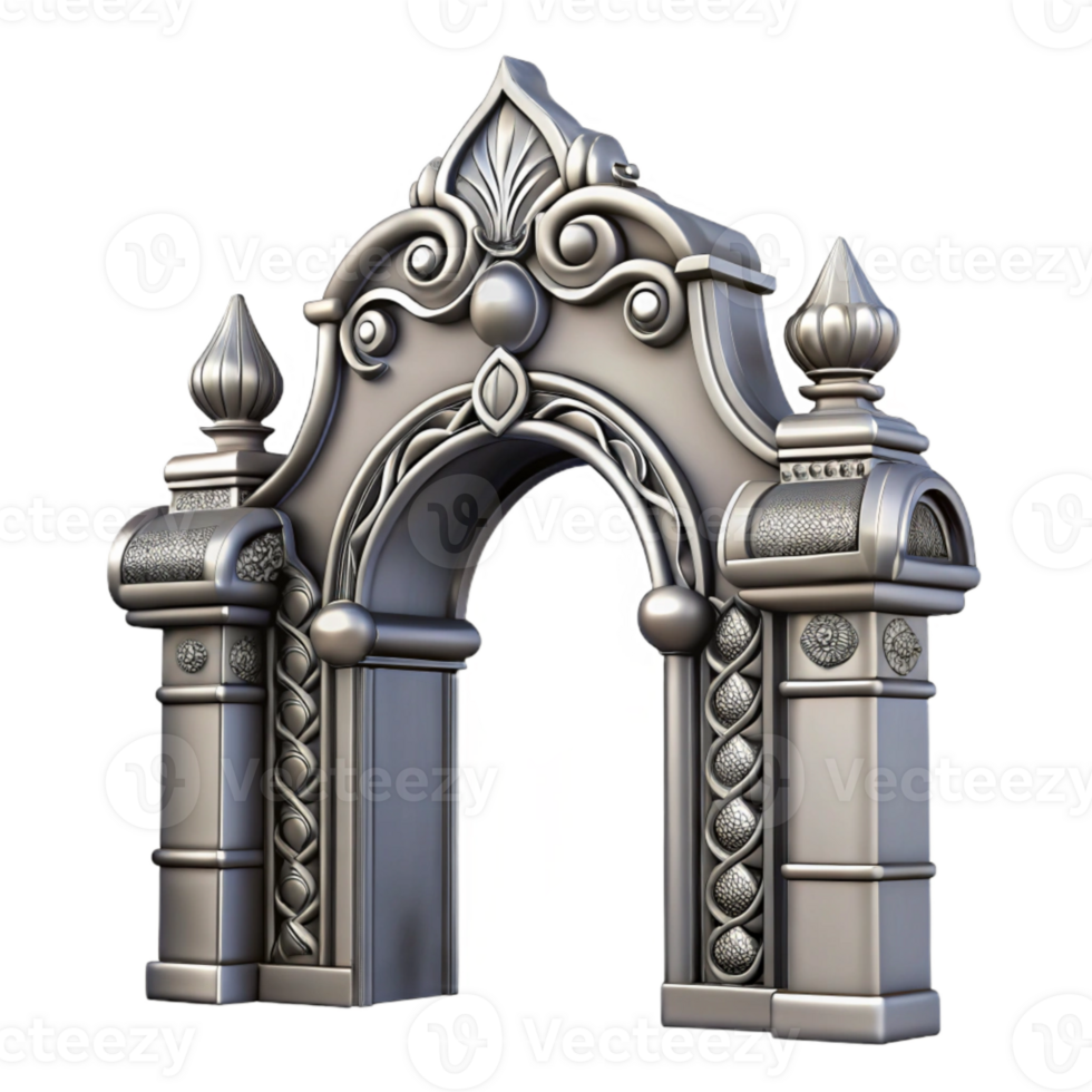 extraordinary artistic Dimensional Gateway Ornate Design Silver Isolated high quality png