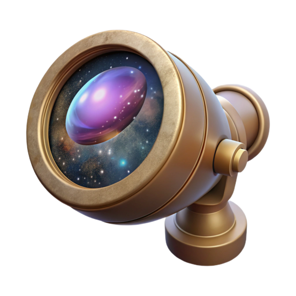 impressive modern Distant Galaxy Through Cracked Telescope Lens Transparent Background high quality png