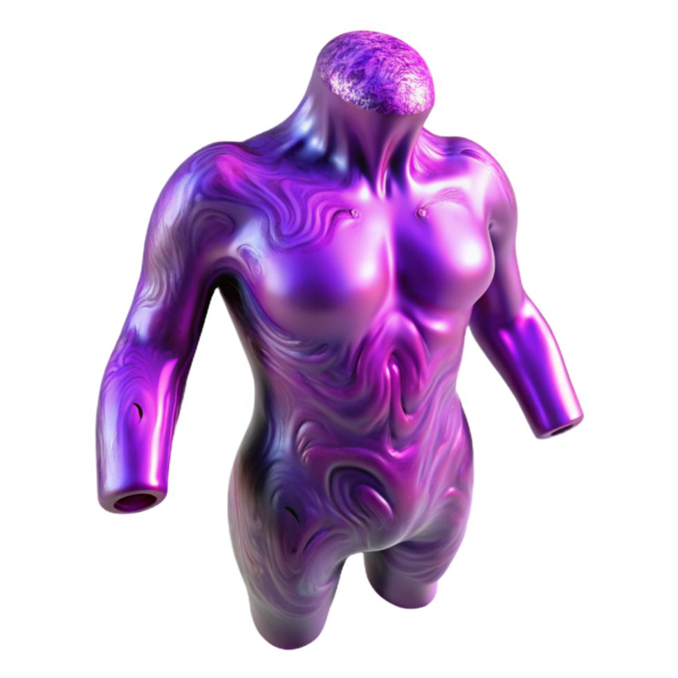 serene minimalist Distorted Body Isolated with Purple Distortion detailed png