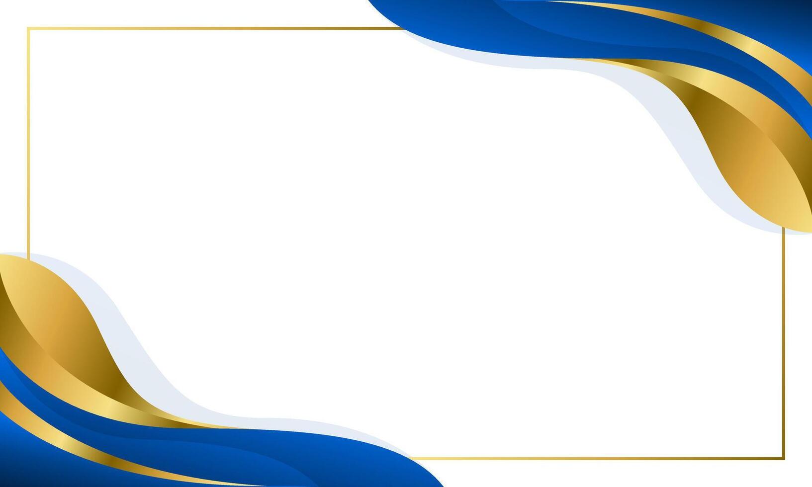 Elegant Blue and Gold Abstract Wave Background. Modern border and frame design vector
