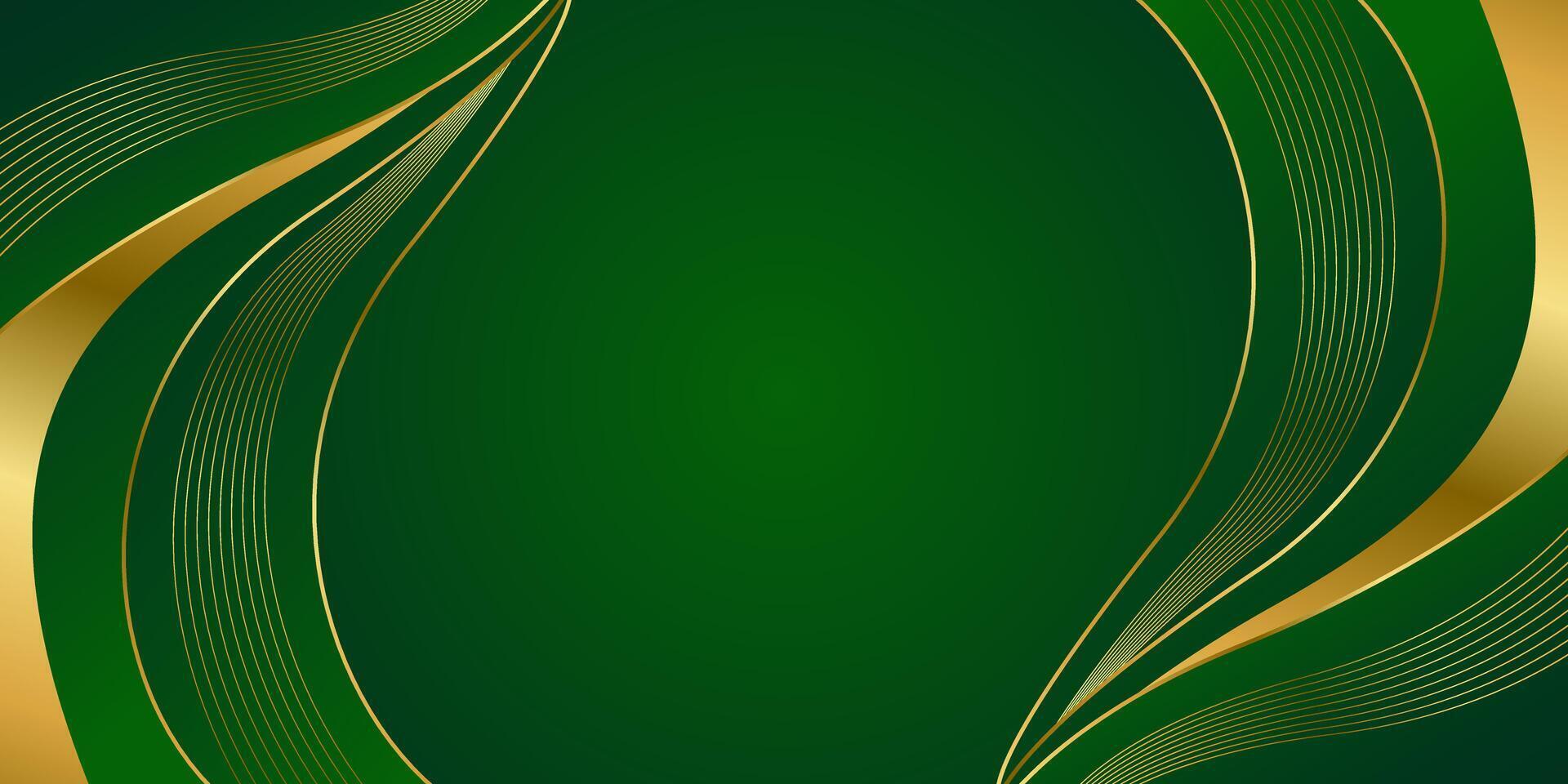 Elegant Green and Gold Abstract Curve Background. Modern luxury design. Suitable for Invitations, awards, templates, banners, covers, posters, presentations, web, and pages vector