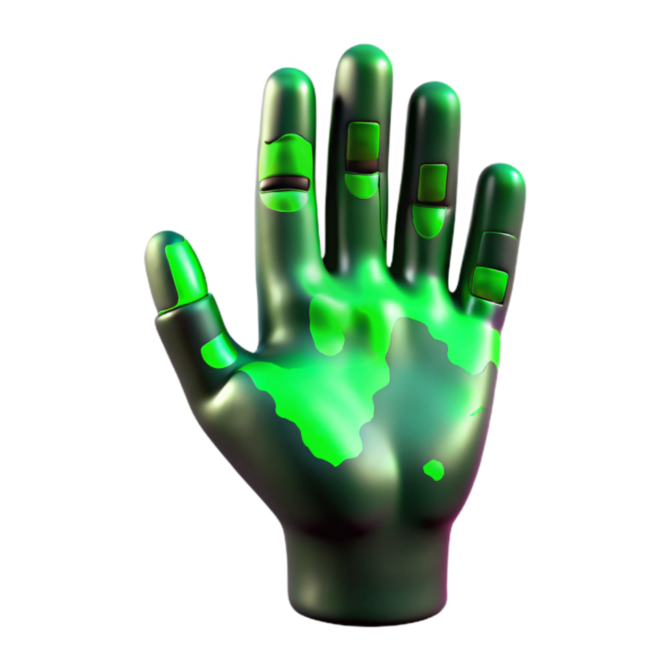 impressive artistic Distorted Hand Isolated with Green Glitch high quality png