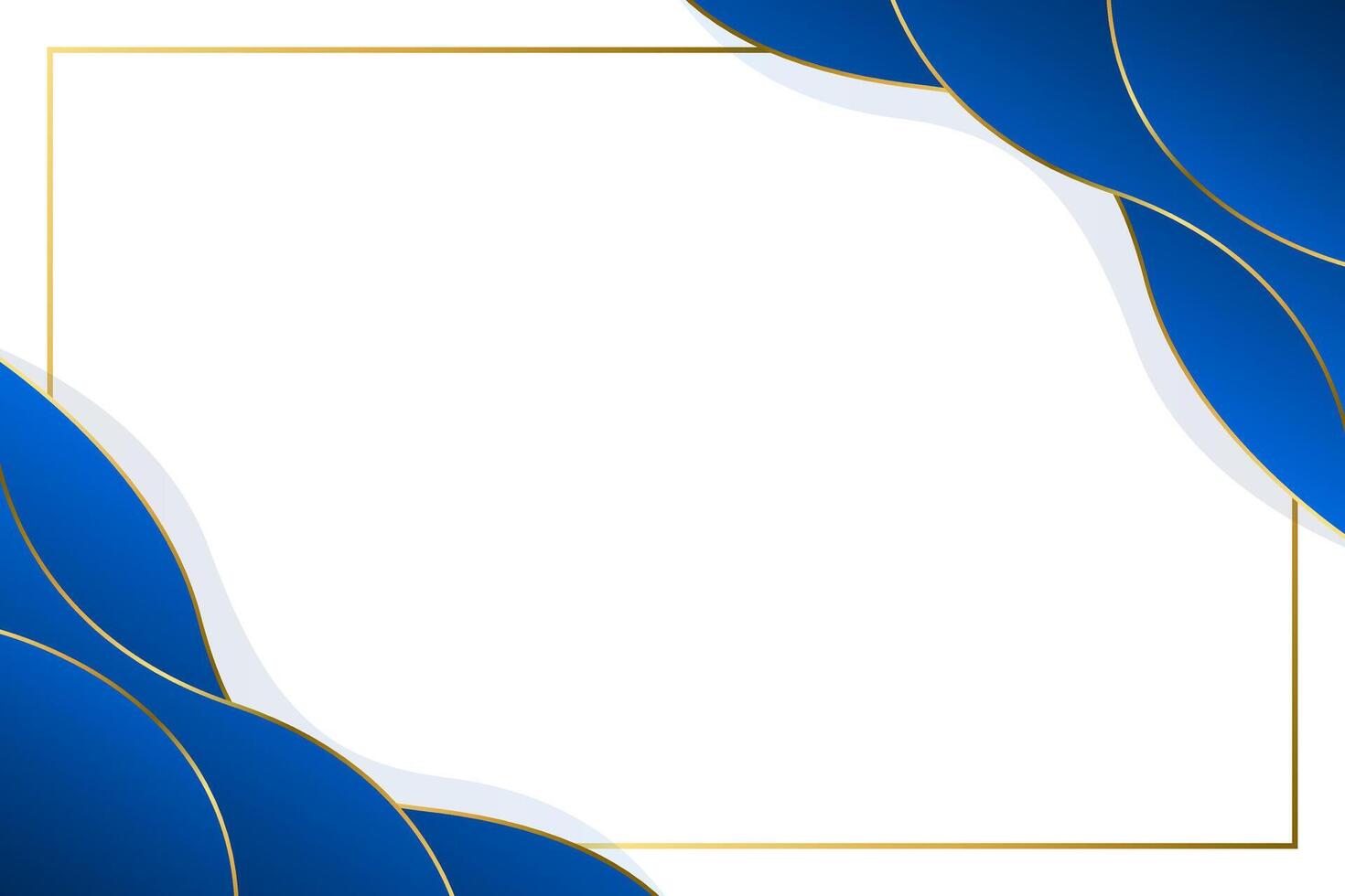 Modern Blue and Gold border Background, abstract wave shapes vector