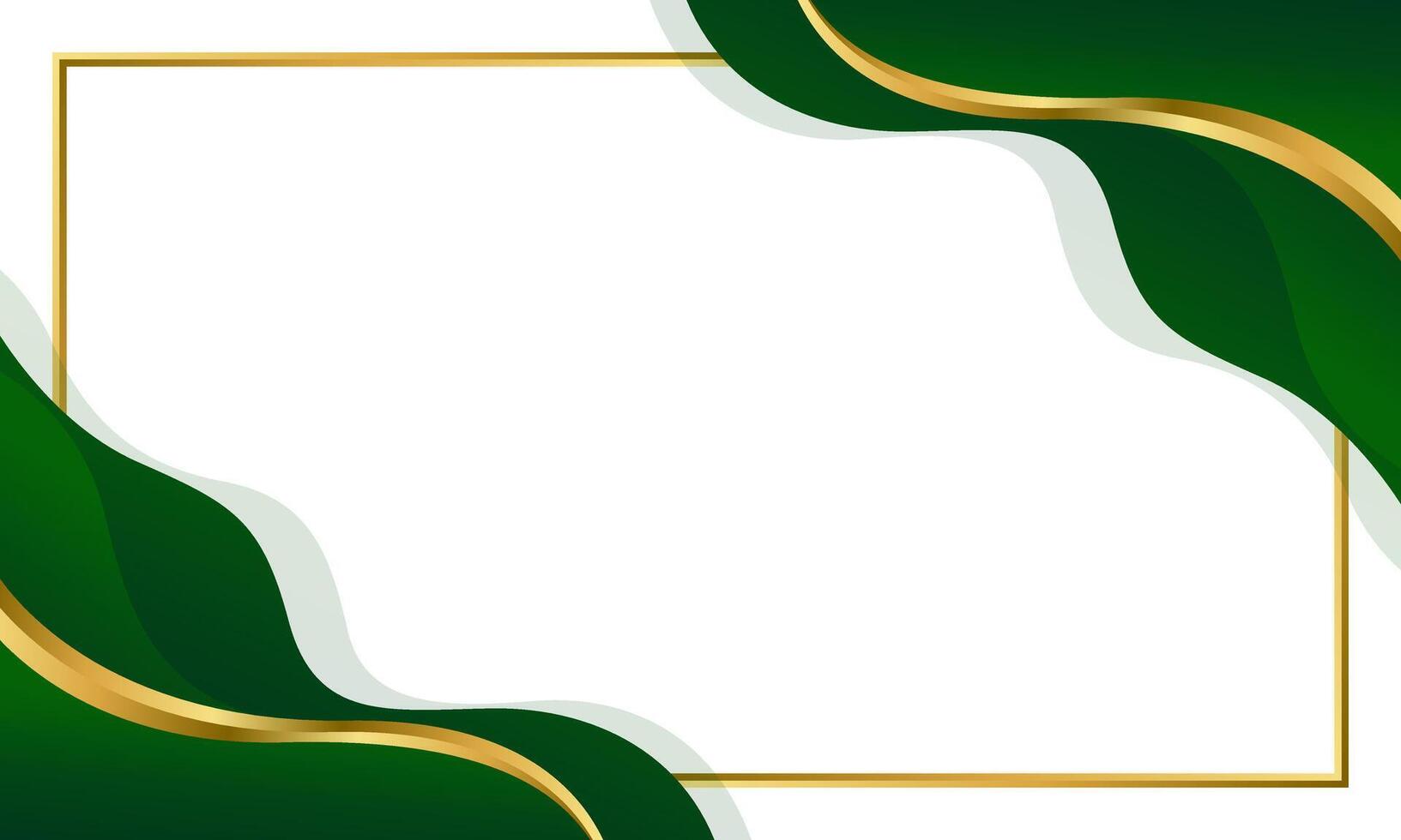 Minimalist green and gold frame background vector